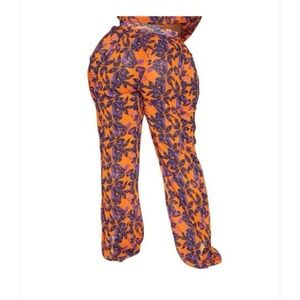 PLT Floral Orange and Purple Women's Pants